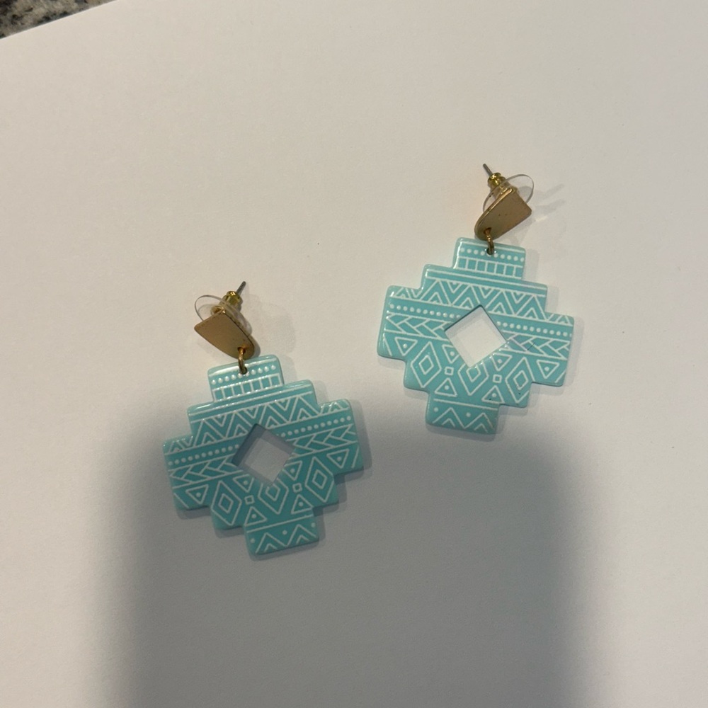 Geometric Blue Earrings